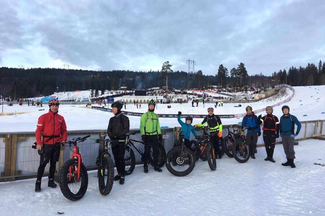 En sving innom verdenscupen i langrenn på Birkebeineren stadion var en del av turen. Foto: Tom Ruud Global Fatbike Day 2016 WC - Tom Ruud 1400x933
