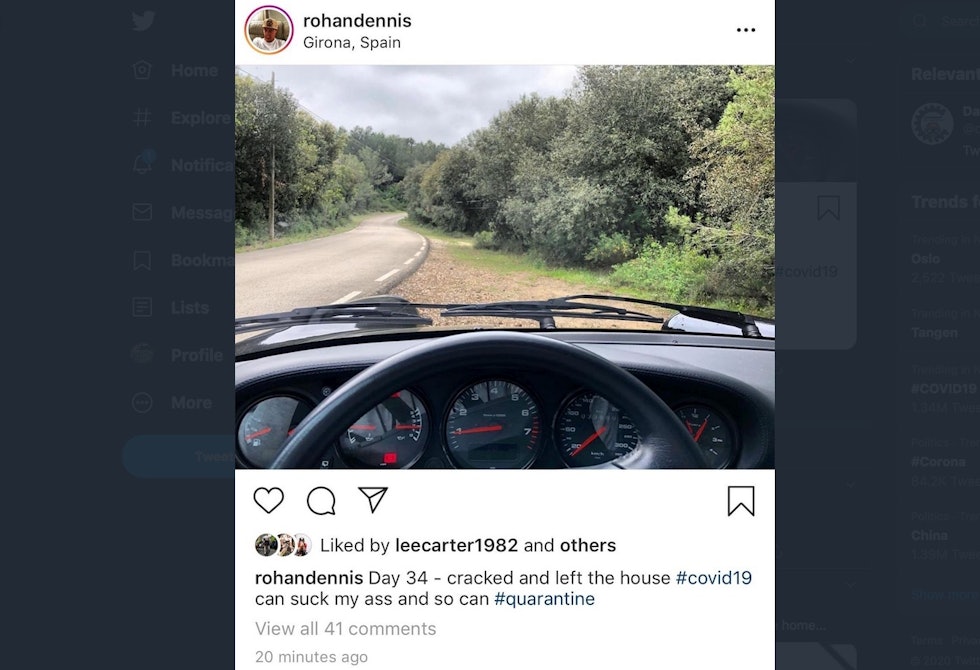 UPOPULÆR: Rohan Dennis er igjen ute i hardt vær, etter en biltur sist uke. Skjermdump, twitter rohan dennis twitter