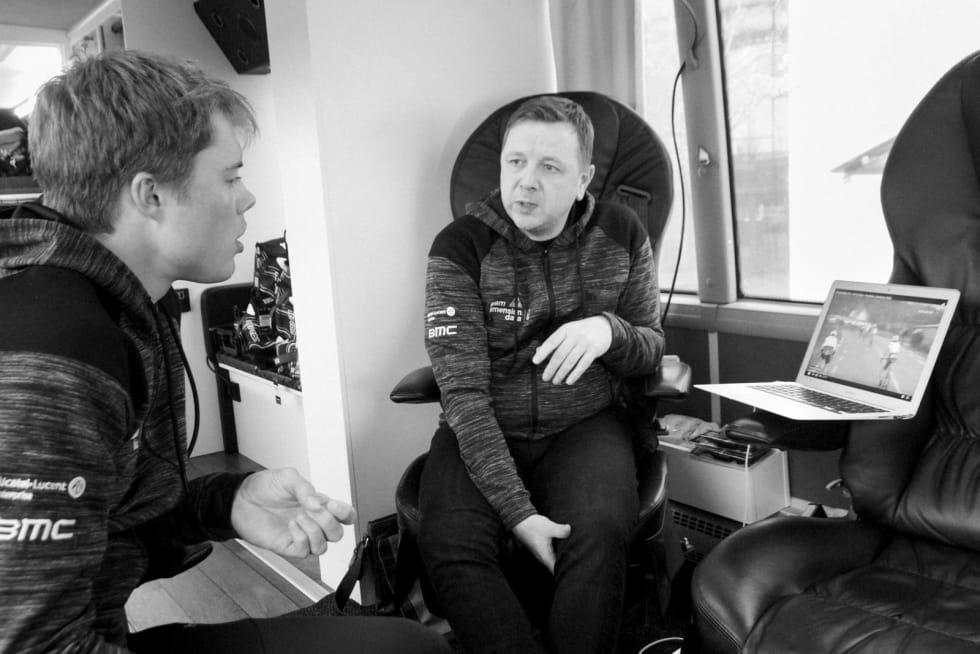 MØTES IGJEN: Rasmus Tiller var to år i Dimension Data sammen med Van Oudenhove. Nå skal de igjen samarbeide. Foto: Simon Zetlitz Nessler gino van oudenhove, uno-x pro cycling, rasmus tiller