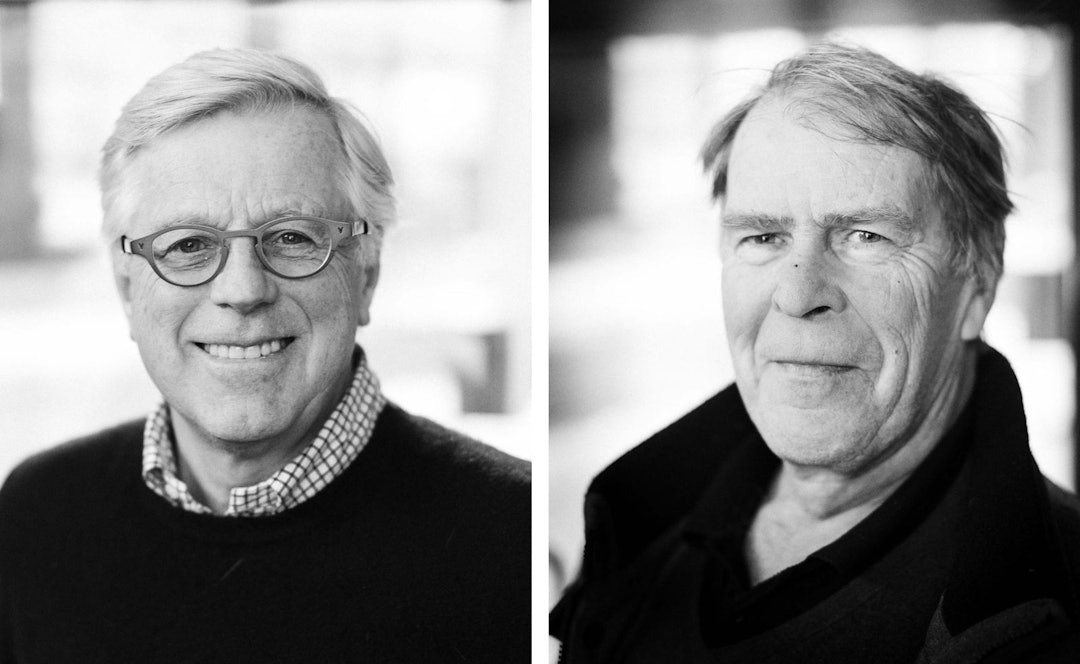 Dag Schartum-Hansen t.v, og Heikki Dahle fra NCF t.h. Foto: NSW/ RIFT arkitekter, Trollvegg arkitekter og Henrik Alpers.