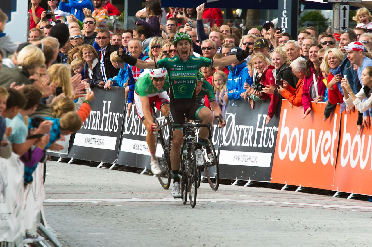 OVERRASKET ALLE: Angelo Tulik tok seieren på rittets siste etappe, og snøt Katusha for den siste seieren. Foto: Henrik Alpers. OVERRASKET ALLE: Angelo Tulik tok seieren på rittets siste etappe, og snøt Katusha for den siste seieren. Foto: Henrik Alpers.