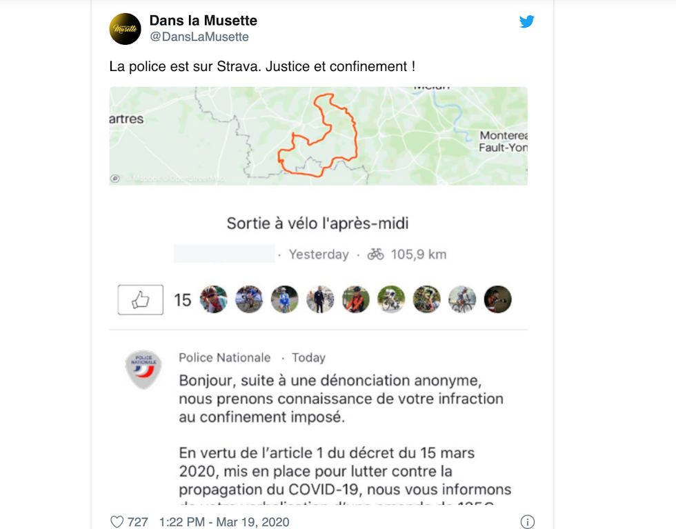 STEMMER IKKE: Politiets kommentar på Strava var altså fra en falsk profil. Skjermbilde 2020-03-23 kl. 15.13.15