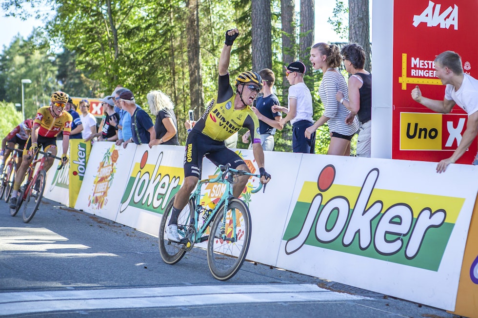 Amund Grøndahl Jansen kan slippe jubelen løs. Foto: Pål Westgaard Amund Grøndahl Jansen kan slippe jubelen løs. Foto: Pål Westgaard