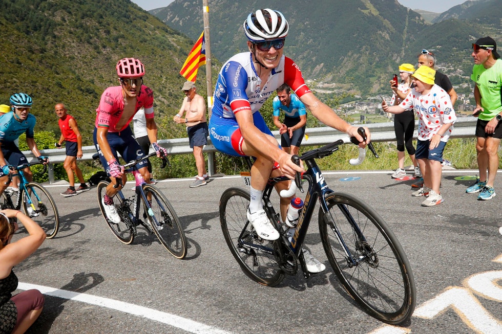 HELTEMODIG: David Gaudu ga aldri opp, men det ble likevel en Tour langt under forventningene for Marc Madiots menn. Foto: Cor Vos tour de france, groupama-fdj, david gaudu