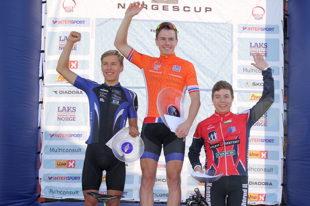 Sammenlagtpallen i menn junior Norgescup rundbane 2016: Tobias Johannessen (Soon CK), Martin Siggerud (Soon CK) og Ådne Anmarkrud (Konnerud IL Sykkel). Foto: Ole Martin Anmarkrud Sammenlagtpallen NC 2916 jr menn - Tobias Johannessen - Martin Andersen - Ådne Anmarkrud - Foto Ole Martin Anmarkrud 1400x933