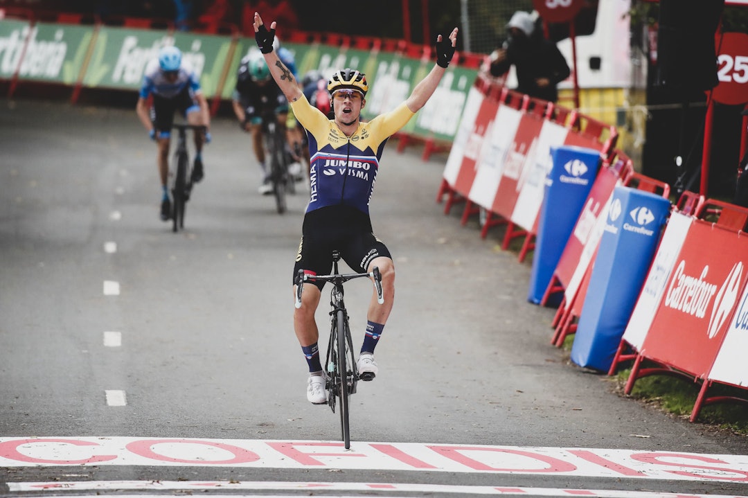 SOLID: Primoz Roglic vinner den første etappen av Vuelta a Espana 2020. Foto: Cor Vos. primoz roglic