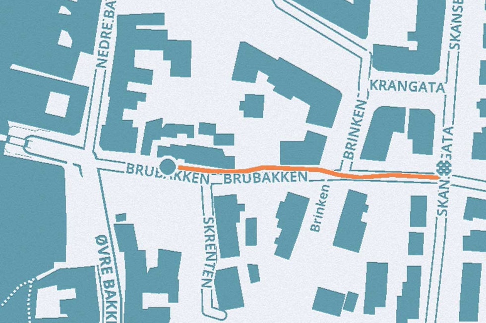 Rett ovenfor Gamle Bybro i Trondheim. Den med heisen. Brubakken sykkel strava landevei