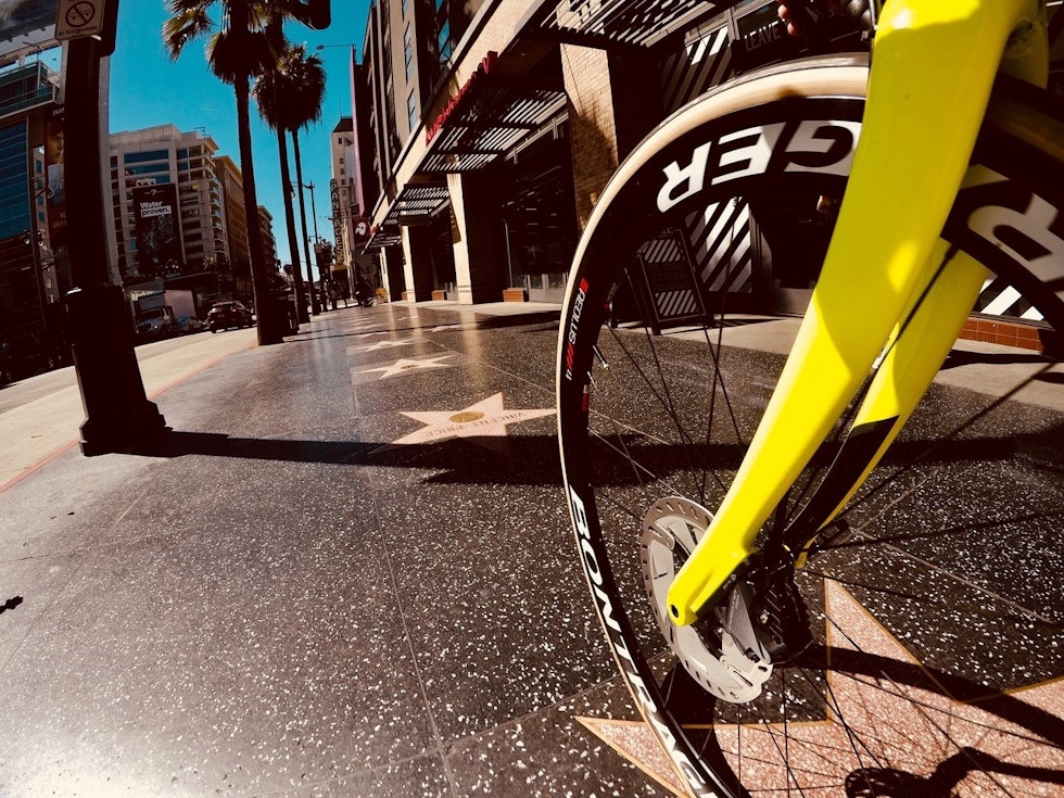 WALK OF FAME: Jonas Orset svingte innom Hollywood med sykkelen på sin reise gjennom Amerika. Foto: Jonas Orset