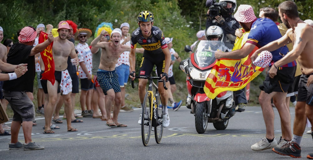 ANGREP I SISTE KLATRING: Sepp Kuss distanserte konkurrentene opp Col de Beixalis. Foto: Cor Vos tour de france, sepp kuss, jumbo-visma