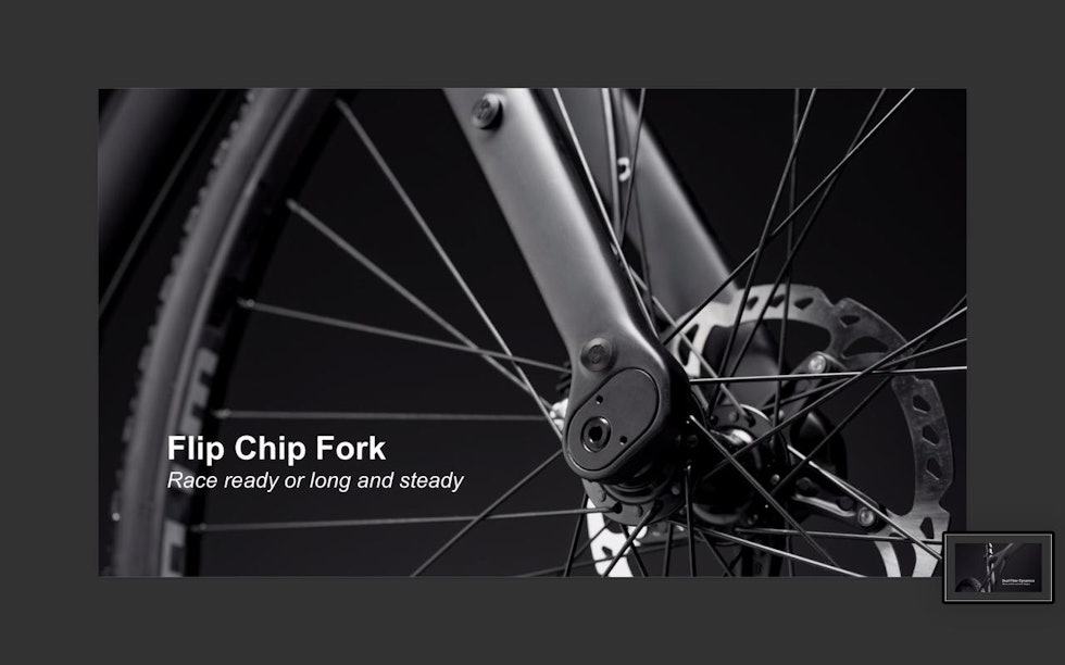 VENDBAR: Ved å snu akslingsfestet på gaffelen endrer du styregeometrien på sykkelen.
