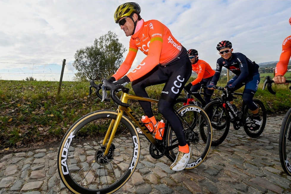 GULL-GIANT: På CCC-laget syklet Van Avermaet med Giant TCR, også den gullfarget. Foto: Corvos VAN AVERMAET GULL-GIANT