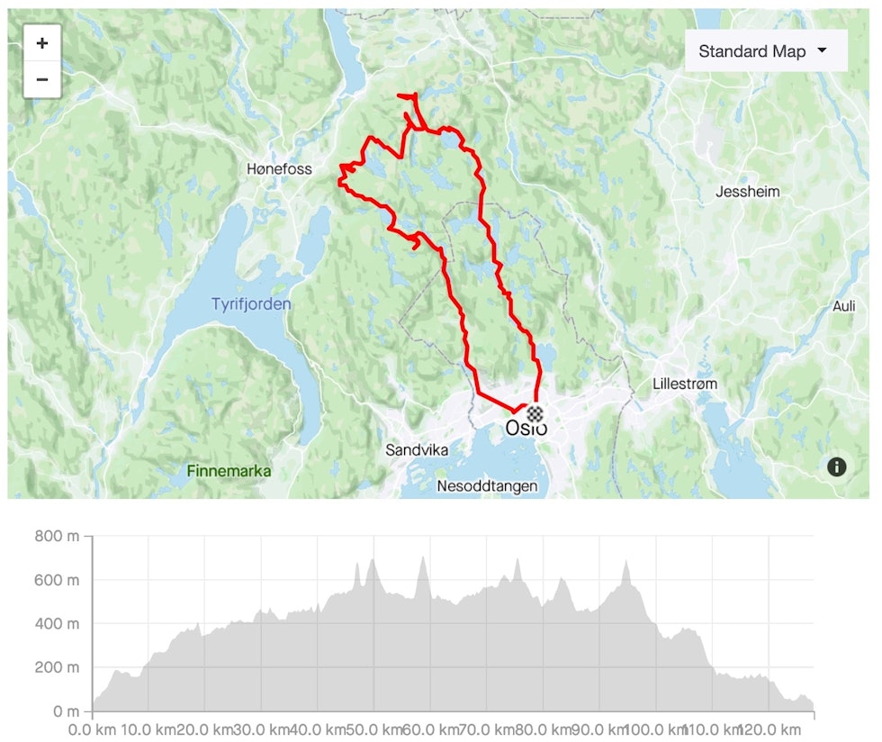 OPP OG NED: Kart og høydekurve til de fem høyeste toppene i Nordmarka. kart-og-høydekurve-fem-høyeste-topper-i-nordmarka