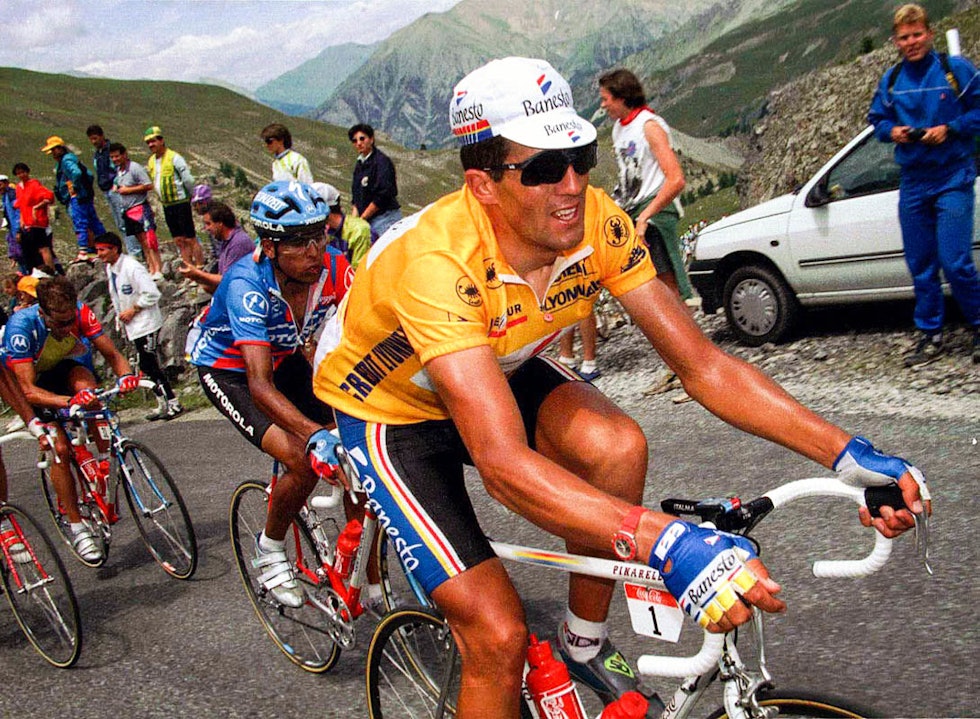 SPONSOROBJEKT: Miguel Indurain vant fem Tour de France-titler med campagir. Foto: Cor Vos. Miguel Indurain