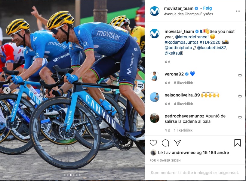 NY: Valverde sykler med trådløse SRAM-gir, men heller ikke han har bremseslange i vinden foran styrerøret. Canyon Exceed