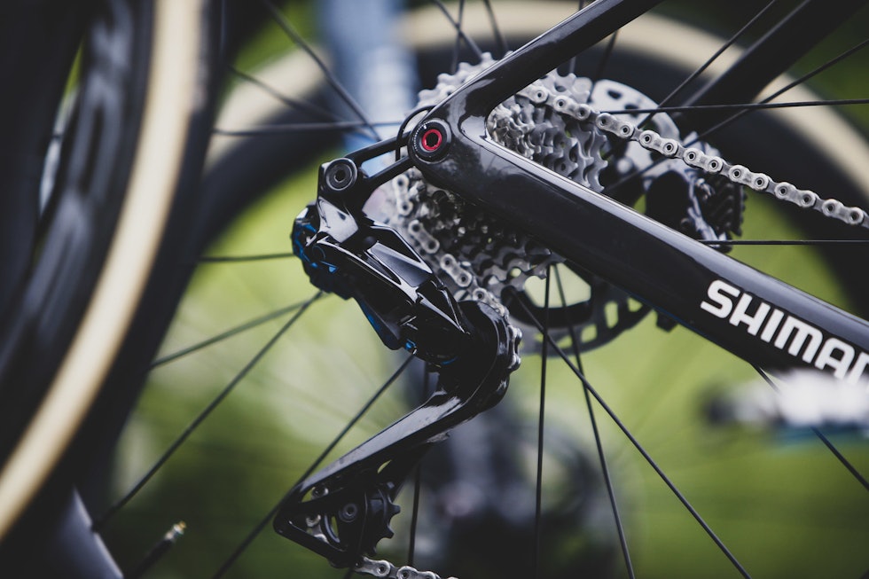 STAR WARS? Bakskifteren minner om Darth Vader. Foreløpig er den uten logo for ikke å vekke så mye oppmerksomhet. Shimano-Dura-Ace-12-4