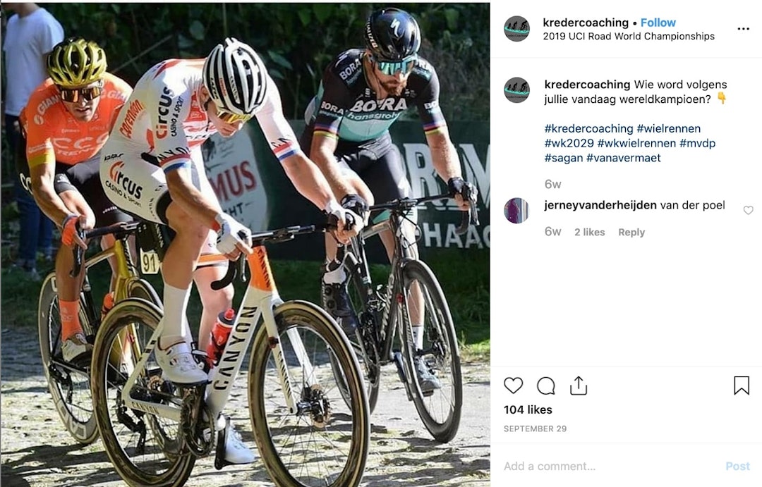NY SYKKEL? Mathieu van der Poel på det som trolig er den nye Canyon Aeroad. ny canyon aeroad