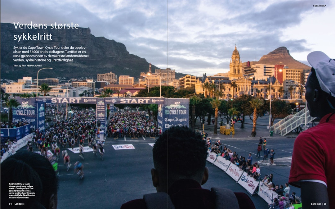 LANG LANG REKKE: Sykler du Cape Argus Cycle Tour deler du opplevelsen med 36000 andre. Foto: Henrik Alpers. LANG LANG REKKE: Sykler du Cape Argus Cycle Tour deler du opplevelsen med 36000 andre. Foto: Henrik Alpers.