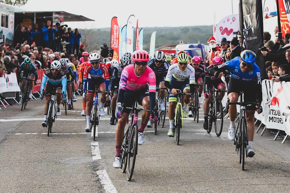LØFTERIKT: Edvald hadde en bra start på sesongen, selv om han akkurat ble slått av Magnus Cort i Étoile de Bessèges. Foto: Cor Vos. edvald boasson hagen