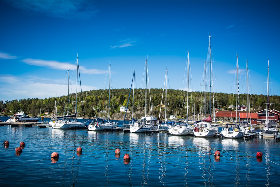 BÅTLIV: Havna i Son er alltid verdt et besøk. På Hagestua rett ved kan du nyte en god kopp kaffe og et stykke gulrotkake. Foto: Marcus Liebold. Follo-27