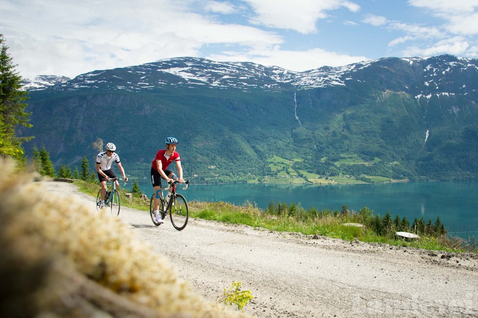 GOD UTSIKT: Mot toppen av bakken har du god utsikt over Lustrafjorden, og etterhvert Jotunheimen. GOD UTSIKT: Mot toppen av bakken har du god utsikt over Lustrafjorden, og etterhvert Jotunheimen.