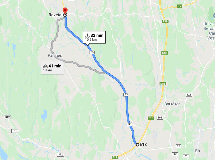 Hovda sykler tur retur denne strekningen - dobbelt så fort som Google Maps foreslår! Hovda 24t challenge