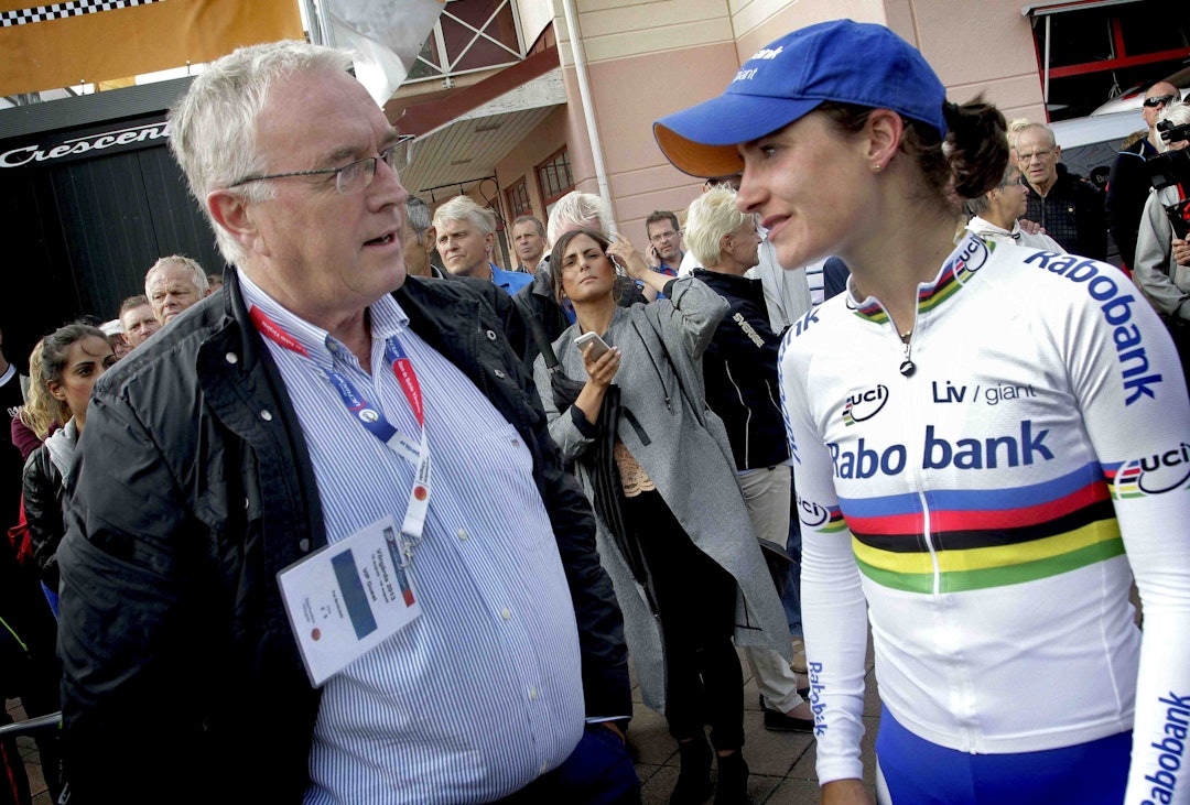 KLOVN: Tidligere UCI-president Pat Mcquaid ble først fjernet i 2013. Han huskes blant annet for utsagnet «kvinnesyklister fortjener ikke lønn». Foto: Cor Vos.
