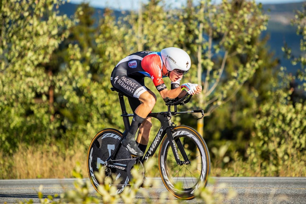 RASK: Mikkel Bjerg ble nummer to på tempoen i Hafjell. Foto: Pål Westgaard Mikkel Bjerg - Uno-X Development Weekend Hafjell GP - Pål Westgaard 1400x933