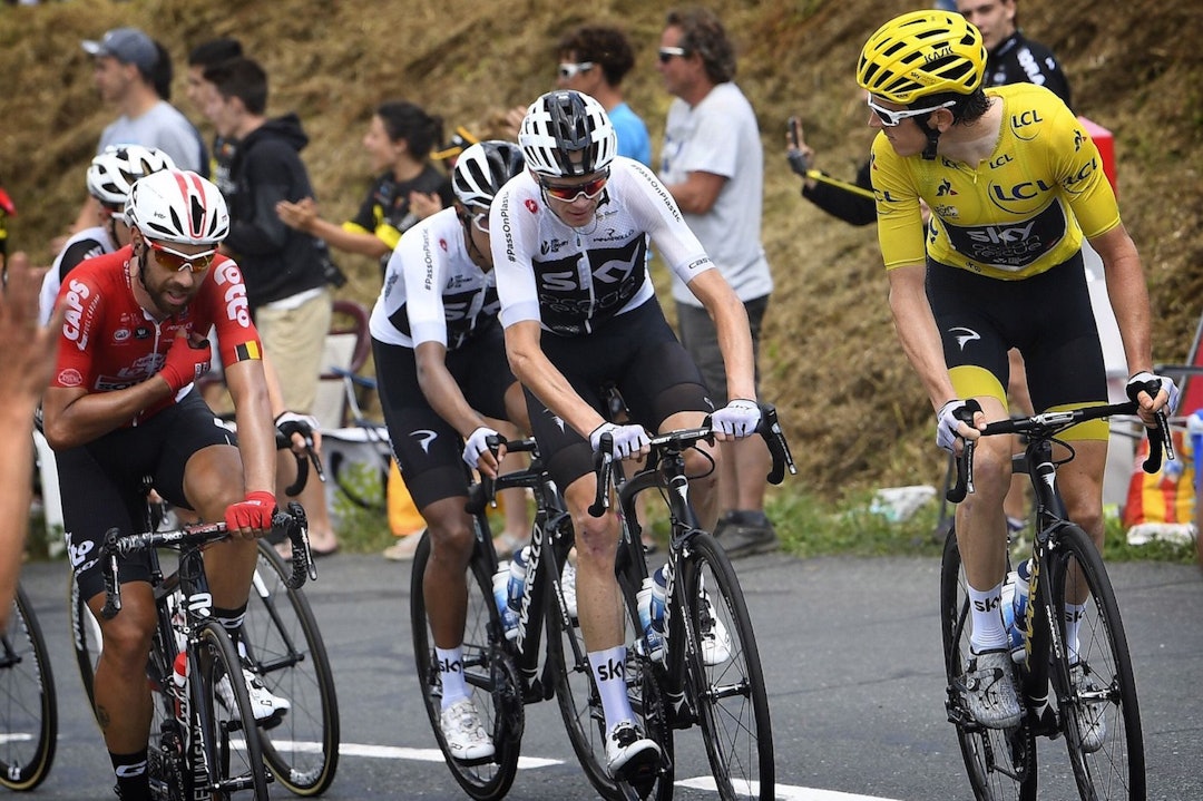 KONTROLL: Sky brukte ikke en kalori mer enn de trengte på dagens etapper. Foto: Cor Vos Geraindt Thomas - Stage 15 - Cor Vos 1400x933