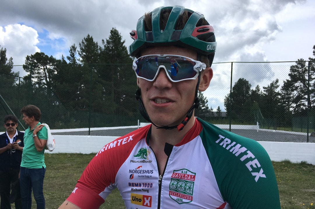 SIKTER SAMMENLAGTSEIER: Tomas Sundlisæter ble nummer tre på andre etappe, men sikter mot sammenlagtseier. Foto: Ingeborg Scheve Tomas Sunslisæter - Stage 2 - Scheve 1400x933