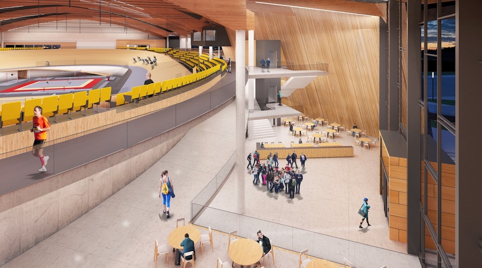 FLERBRUK: Sola Arena skal også bli et anlegg for flere aktiviteter. Illustrasjon: Consto/Trollvegg Sola Arena Consto:Trollvegg 1200x669