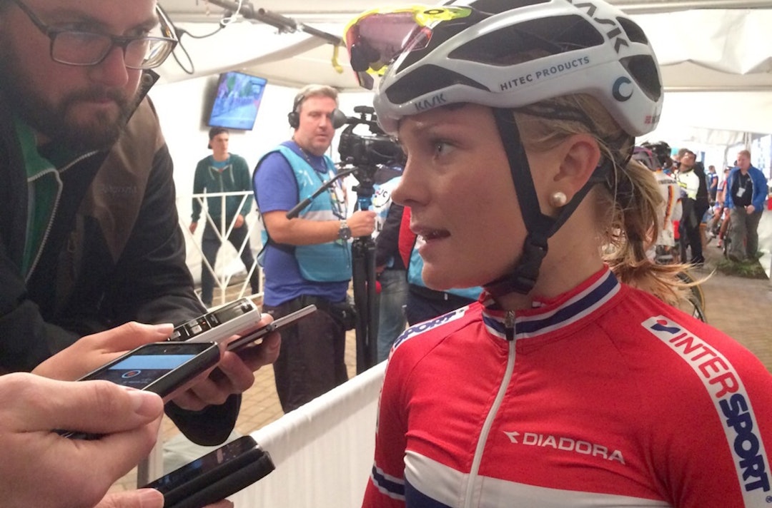 UTE: Emilie Moberg slutter i Hitec til fordel for det danske profflaget VéloCONCEPT Women. Foto: NCF Emilie Moberg - VM fellesstart 2015 - Per Erik Mæhlum-NCF