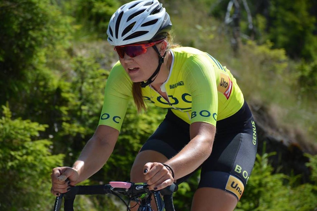 VINNER: Line Marie Gulliksen under Rojan Rundfahrt i sommer. Foto: Arrangøren Line Marie Gulliksen - RR 2017 etappe 3 - Arrangøren 1400x933