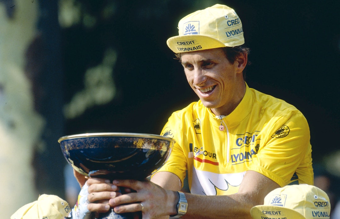 FRUKTFAT: Greg LeMond kunne ta med seg den klassiske Tour de France-bollen hjem for andre gang. Foto: Commons