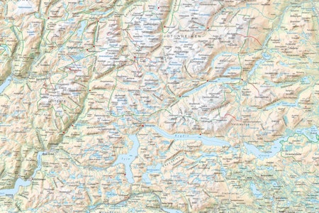 Kart over Jotunheimen og Hurrungane. Kart over Jotunheimen og Hurrungane.