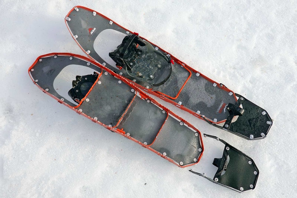 PATENT: Trugene MSR Lightning Explore med patenterte forlengere. MSR lightning explore truger test i snøen
