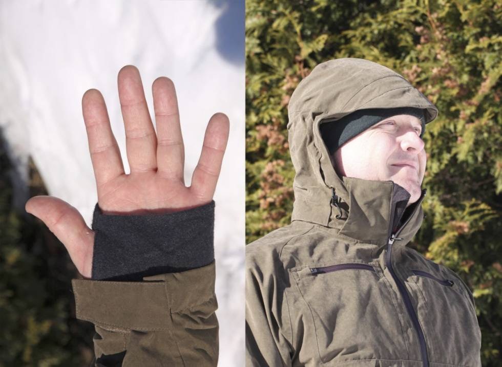 Gode detaljer: Mansjetter og avtakbar hette er praktisk detaljer på jakka fra Chevalier. detaljbilde av mansjetter og avtakbar hette på Chevalier jakke