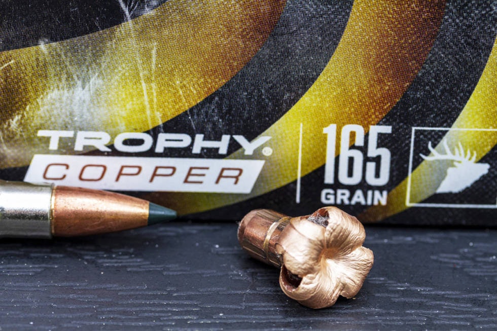 165 Trophy Copper: 165 Trophy Copper har 19 mm diameter etter 48 cm ferd gjennom våte aviser, og  er 15 mm lang med 100 % restvekt.