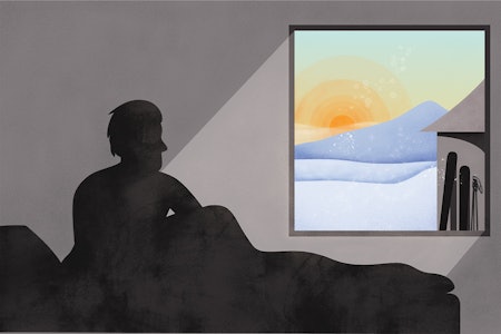 GOD MORGEN: Flertallet av de fatale skredulykkene skjer etter klokken tolv. På våren kan du få både bedre og tryggere snø med en tidlig start. Illustrasjon: Anne Vollaug Tidlig topptur