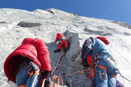 KREVENDE  FRIRUTE: De nye ruta base er 1000 meter lang med miksklatring på grad M8+ og friklatring godt opp på sjuertallet.  CHAMONIX