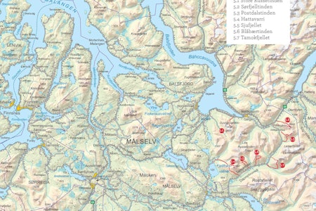 Oversiktskart over Balsfjorden og Tamokdalen. Fra Toppturer i Troms.