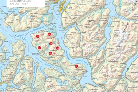 Oversiktskart over Malangen. Fra Toppturer i Troms.