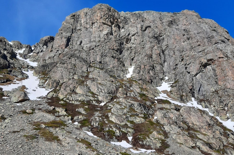 Skurvefjell øst med returen ned renna til venstre i bildet. Foto: Lisa Kvålshaugen Bjærum