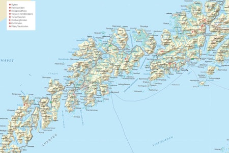 Oversiktskart over Lofoten. Fra Trygge toppturer
