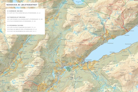 Oversiktskart over Nordsida av Jølstravatnet. Frå Toppturar i Sunnfjord.