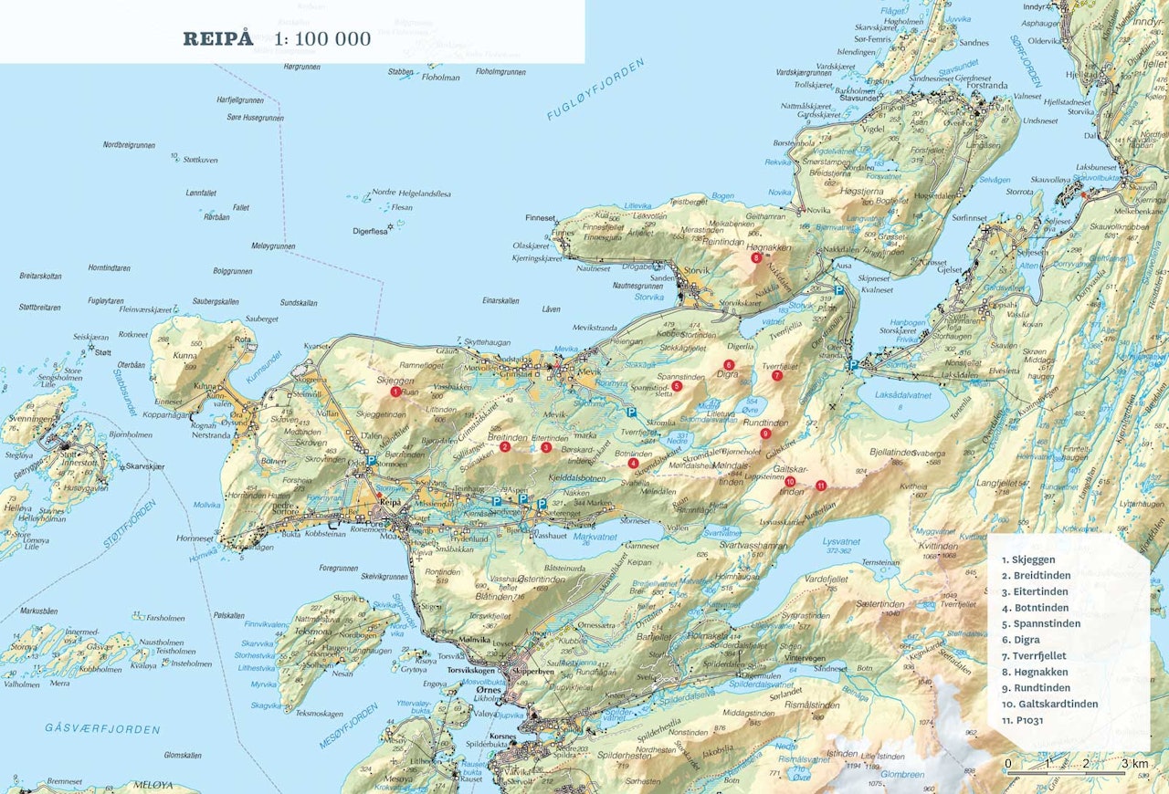 Oversiktskart over Reipå. Fra Toppturer rundt Bodø. Oversiktskart over Reipå. Fra Toppturer rundt Bodø.