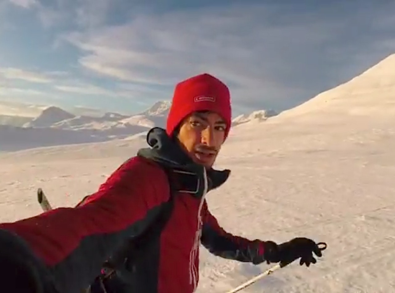 Killian Journet på tur i Lyngen. Stillbilde fra filmen. Killian Journet på tur i Lyngen. Stillbilde fra filmen.