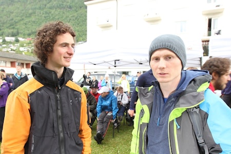 Adam Ondra og Magnus Midtbø på Veko. Foto: Dag Hagen