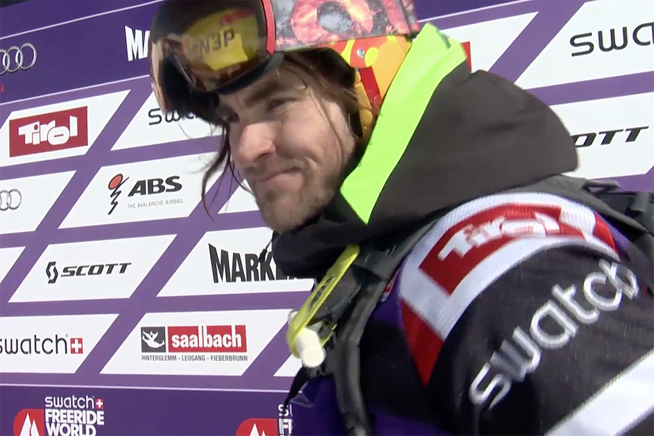 VANT: Dennis Risvoll gikk for to backflips og en svær klippe. Det holdt til førsteplass. Foto: Skjermdump VANT: Dennis Risvoll gikk for to backflips og en svær klippe. Det holdt til førsteplass. Foto: Skjermdump