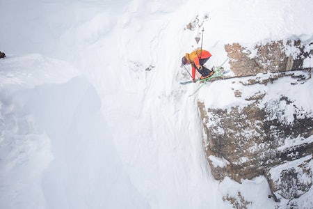 MAKS SEND: Stinius Hoseth Skjøtskift fra Oppdal imponerte stort i superkonkurransen Kings and Queens of Corbet´s i Jackson Hole. Stinius Hoseth Skjøtskift Jackson Hole ski