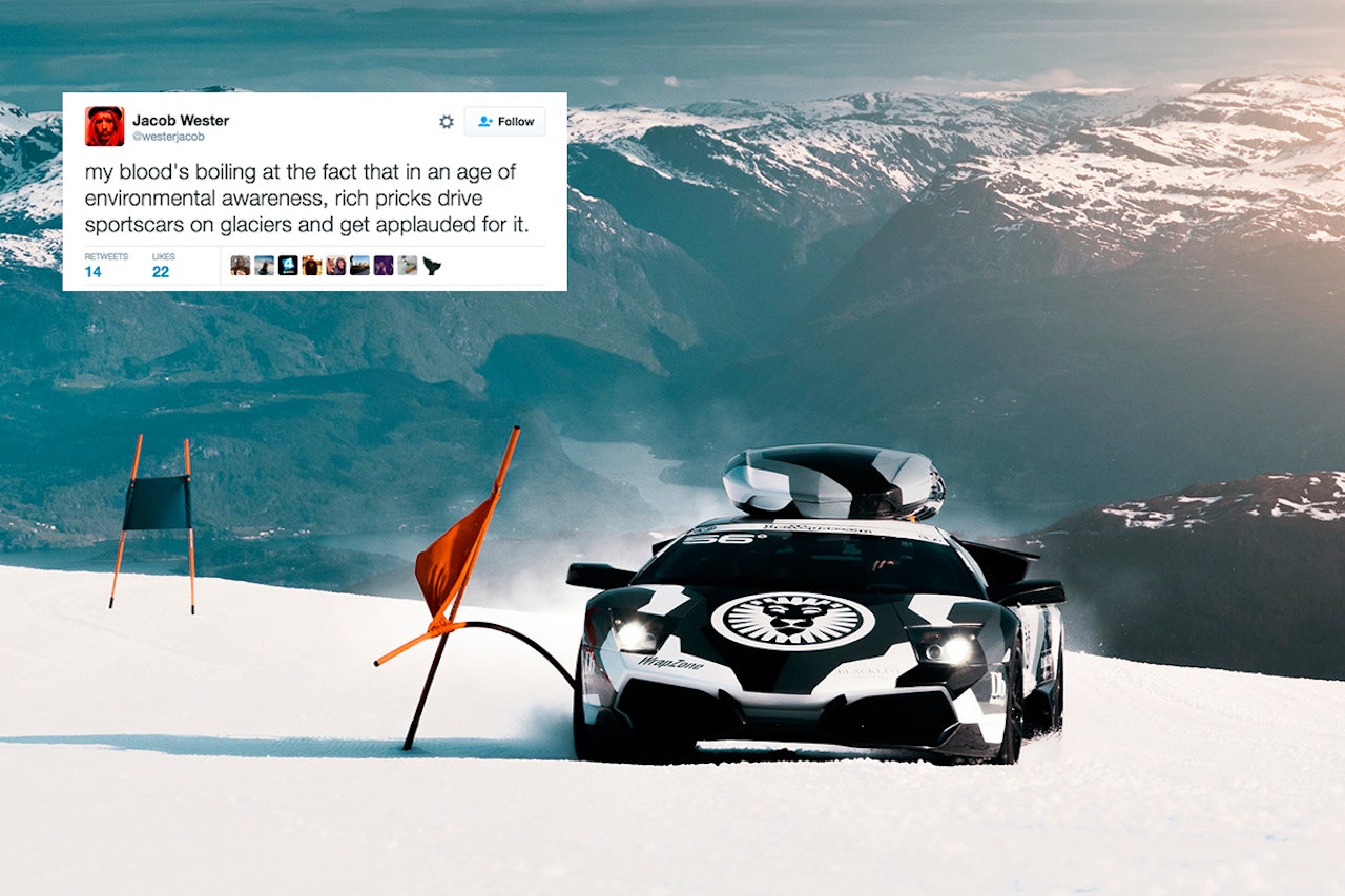 UENIG: Jacob Wester lot seg ikke imponere av bilstuntet til Jon Olsson. Foto: jon-olsson.com / Skjermdump UENIG: Jacob Wester lot seg ikke imponere av bilstuntet til Jon Olsson. Foto: jon-olsson.com / Skjermdump